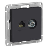 Розетка TV / RJ45 UTP 5e Schneider Electric AtlasDesign Nature Карбон (в сборе) 