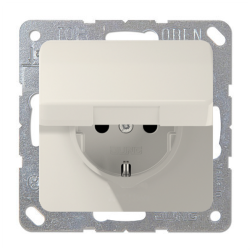 Розетка IP44 с заземлением и с крышкой Jung CD Слоновая кость (в сборе) 