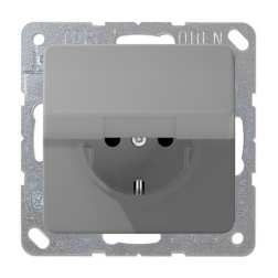 Розетка IP44 с заземлением и с крышкой Jung CD Серый (в сборе) 