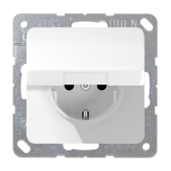 Розетка с заземлением и с крышкой Jung CD Белый (в сборе) 