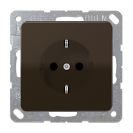 Розетка с заземлением, самозажимные клеммы Jung CD Коричневый (в сборе) 
