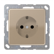Розетка с заземлением, самозажимные клеммы Jung CD Золото-бронза (в сборе) 