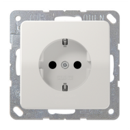 Розетка с заземлением и со шторками, самозажимные клеммы Jung CD Светло-серый (в сборе) 