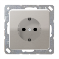 Розетка с заземлением и со шторками, самозажимные клеммы Jung CD Платина (в сборе) 