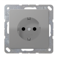Розетка с заземлением, винтовые клеммы Jung CD Серый (в сборе) 