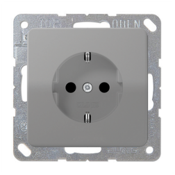 Розетка с заземлением, винтовые клеммы Jung CD Серый (в сборе) 