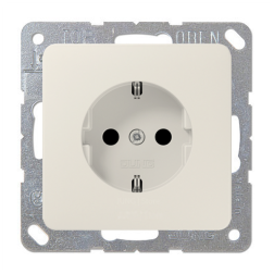Розетка с заземлением и со шторками, самозажимные клеммы Jung CD Слоновая кость (в сборе) 
