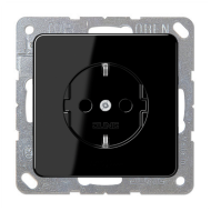 Розетка с заземлением и со шторками, винтовые клеммы Jung CD Черный (в сборе) 