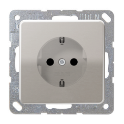 Розетка с заземлением, винтовые клеммы Jung CD Платина (в сборе) 
