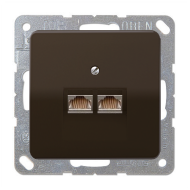 Розетка телефонная двойная 2xRJ11 Jung CD Коричневый (в сборе) 