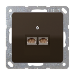 Розетка телефонная двойная 2xRJ11 Jung CD Коричневый (в сборе) 