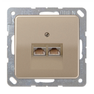 Розетка телефонная двойная 2xRJ11 Jung CD Золото-бронза (в сборе) 