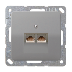 Розетка телефонная двойная 2xRJ11 Jung CD Серый (в сборе) 