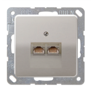 Розетка телефонная двойная 2xRJ11 Jung CD Платина (в сборе) 