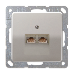 Розетка компьютерная двойная 2xRJ45 UTP 6 категории Jung CD Платина (в сборе) 