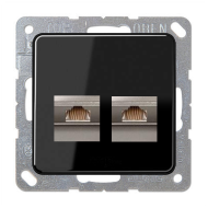 Розетка телефонная двойная 2xRJ11 Jung CD Черный (в сборе) 