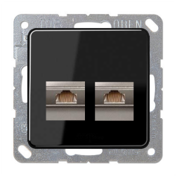 Розетка телефонная двойная 2xRJ11 Jung CD Черный (в сборе) 