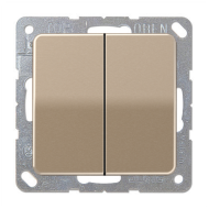 Выключатель двухклавишный Jung CD Золото-бронза (в сборе) 