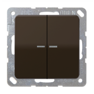 Выключатель двухклавишный с подсветкой Jung CD Коричневый (в сборе) 