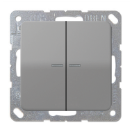 Выключатель двухклавишный с подсветкой Jung CD Серый (в сборе) 