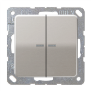 Выключатель двухклавишный с подсветкой Jung CD Платина (в сборе) 