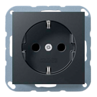 Розетка с заземлением, самозажимные клеммы Jung ECO Profi Standart Черный матовый (в сборе) 