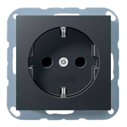 Розетка с заземлением, самозажимные клеммы Jung ECO Profi Standart Черный матовый (в сборе) 