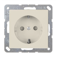 Розетка с заземлением, самозажимные клеммы Jung Eco Profi Слоновая кость (в сборе) (бежевый) 