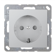 Розетка с заземлением, самозажимные клеммы Jung Eco Profi Deco Алюминий (в сборе) 