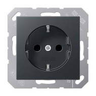 Розетка с заземлением, самозажимные клеммы Jung Eco Profi Deco Антрацит (в сборе) 