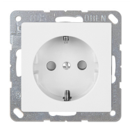 Розетка с заземлением, самозажимные клеммы Jung Eco Profi Deco Белый (в сборе) 