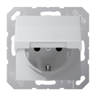 Розетка с заземлением и с крышкой Jung Eco Profi Deco Алюминий (в сборе) 