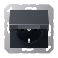 Розетка с заземлением и с крышкой Jung Eco Profi Deco Антрацит (в сборе) 