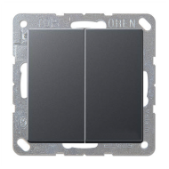 Выключатель двухклавишный Jung Eco Profi Deco Антрацит (в сборе) 
