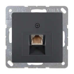 Розетка компьютерная 1xRJ45 UTP 6 категории Jung Eco Profi Deco Антрацит (в сборе) 