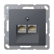Розетка телефонная двойная 2xRJ11 Jung Eco Profi Антрацит (в сборе) 