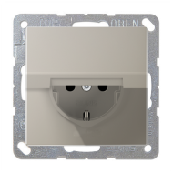 Розетка с заземлением и с крышкой Jung FDdesign Нержавеющая сталь (в сборе) 