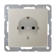 Розетка с заземлением, винтовые клеммы Jung LS990 Нержавеющая сталь (в сборе) 