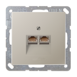 Розетка компьютерная 1xRJ45 UTP 6 категории Jung FDdesign Нержавеющая сталь (в сборе) 