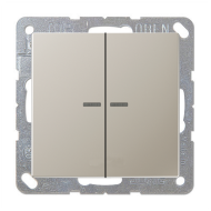 Выключатель двухклавишный с подсветкой Jung FDdesign Нержавеющая сталь (в сборе) 