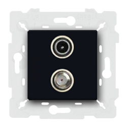 Розетка TV / SAT простая Fede Crystal de luxe Черный (в сборе) 