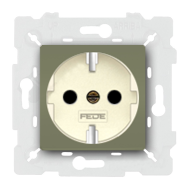 Розетка с заземлением и со шторками, винтовые клеммы Fede Marco Green olive (в сборе) 