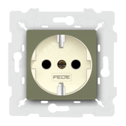 Розетка с заземлением и со шторками, винтовые клеммы Fede Marco Green olive (в сборе) 