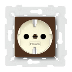 Розетка с заземлением и со шторками, винтовые клеммы Fede Marco Moka (в сборе) 