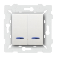 Выключатель двухклавишный с подсветкой Fede Barcelona Provence Белый (в сборе) 