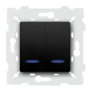 Выключатель двухклавишный с подсветкой Fede Barcelona Provence Черный (в сборе) 