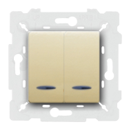 Выключатель двухклавишный с подсветкой Fede Barcelona Provence Бежевый (в сборе) 