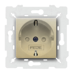 Розетка с заземлением и со шторками, винтовые клеммы Fede Smalto italiano Firenze Бежевый (в сборе) 