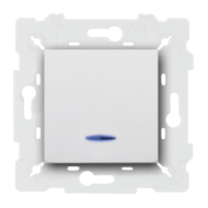 Выключатель одноклавишный с подсветкой Fede Crystal de luxe Белый (в сборе) 