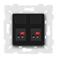 Розетка аккустическая двойная Fede Crystal de luxe Черный (в сборе) 